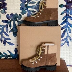 NWT/NWB Steve Madden ANIKO CHESTNUT SUE Brown Shearling SUEDE Winter Boots